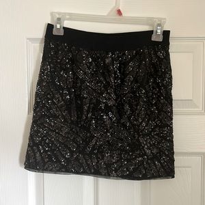 BCBGMaxAzria black sequined mini skirt